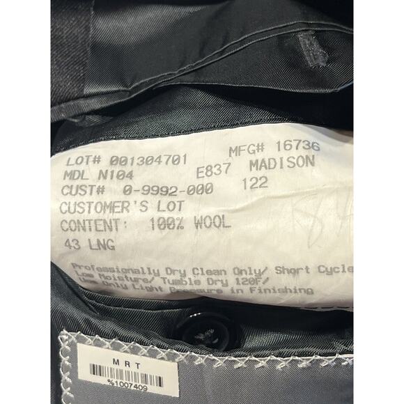 Hickey Freeman 43L Loro Piana Charcoal Dark Gray Blazer Suit Coat Jacket - Picture 14 of 14
